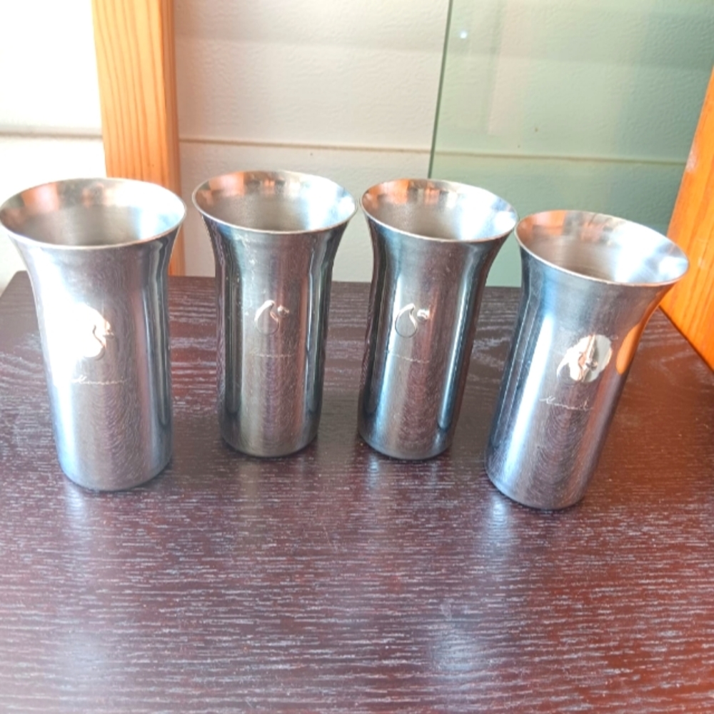 Set of 4 Vintage Stainless Steel Shot Glasses